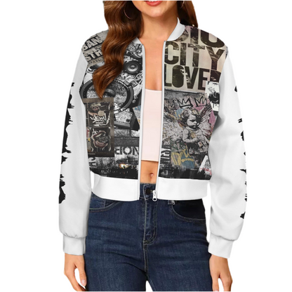 Unique Fashion (short waisted) Casual Long Sleeve Zip-Up Bomber Jacket