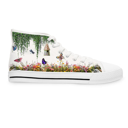 Butterfly  Garden on High Top Sneakers for Women - Vibrant Garden Design
