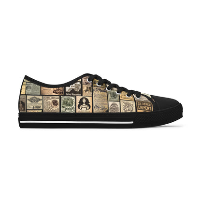 Old Time Remedies Vintage-Inspired Women's Low Top Sneakers with Artistic Print