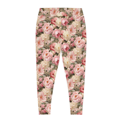 Peachy Pedals Floral Plus Size Leggings - Comfortable & Stylish Activewear for Everyday Wear