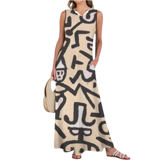 Paul Klee’s - Comedians' Handbill (1938) on Women's Sleeveless Maxi Dress