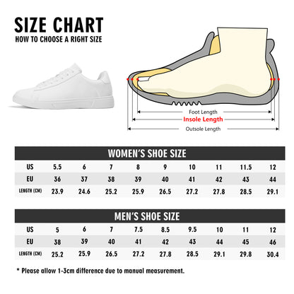 Peachy Petals Adult Lightweight Brand Low Top Leather Skateboard Shoes WIth Personalized Logo /Name