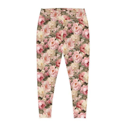 Peachy Pedals Floral Plus Size Leggings - Comfortable & Stylish Activewear for Everyday Wear