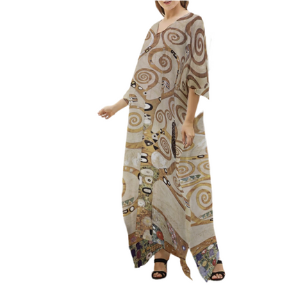 Gusta Klint’s, Tree of Life (1909) on Imitation Silk Kaftan