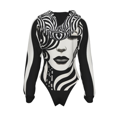 Temptress Tangles Raglan Sleeve Hooded Bodysuit
