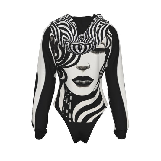 Temptress Tangles Raglan Sleeve Hooded Bodysuit