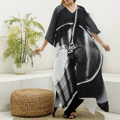 You Spin Me Women's Imitation Silk V-neck Kaftan Robe