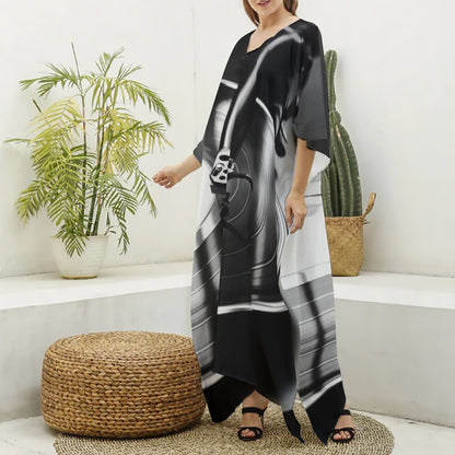 You Spin Me Women's Imitation Silk V-neck Kaftan Robe