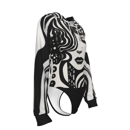 Temptress Tangles Raglan Sleeve Hooded Bodysuit