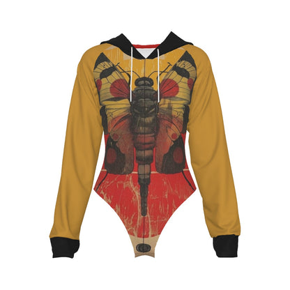 Mustard Moth Women's Raglan Sleeve Hooded Bodysuit