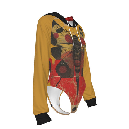 Mustard Moth Women's Raglan Sleeve Hooded Bodysuit