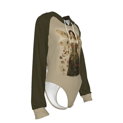 Fall Fairy Women's Raglan Sleeve Hooded Bodysuit