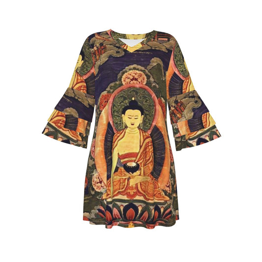 Tonpa Shenrab - Life Story 19th century (1800 - 1899), Women's Stacked Ruffle Sleeve Dress