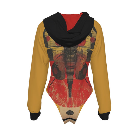 Mustard Moth Women's Raglan Sleeve Hooded Bodysuit