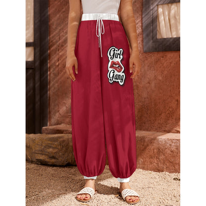 Girl Gang (Red w white trim) Women's Carrot Pants