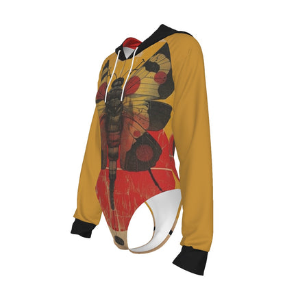 Mustard Moth Women's Raglan Sleeve Hooded Bodysuit