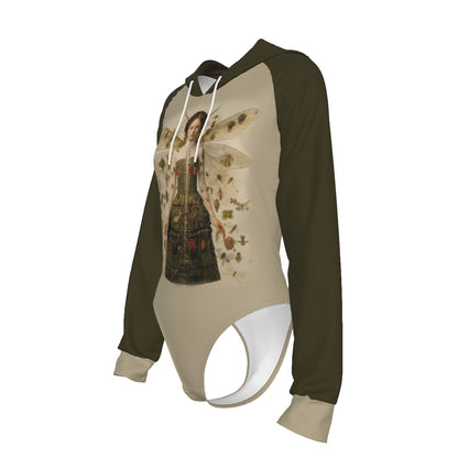 Fall Fairy Women's Raglan Sleeve Hooded Bodysuit