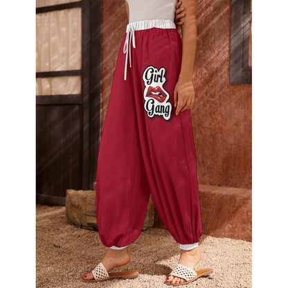 Girl Gang (Red w white trim) Women's Carrot Pants