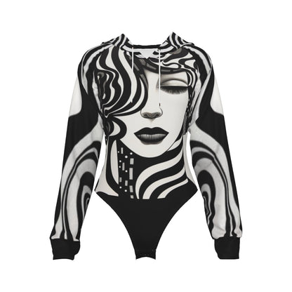 Temptress Tangles Raglan Sleeve Hooded Bodysuit