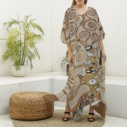 Gusta Klint’s, Tree of Life (1909) on Imitation Silk Kaftan