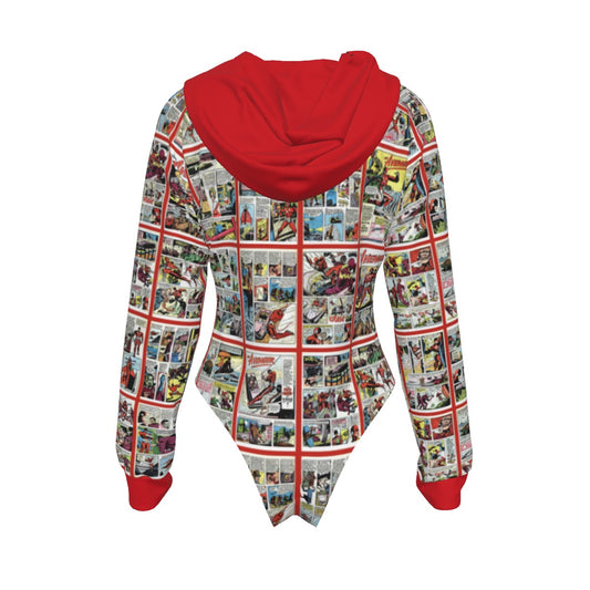 The Avenger Women's Raglan Sleeve Hooded Bodysuit