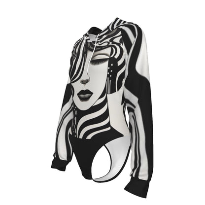 Temptress Tangles Raglan Sleeve Hooded Bodysuit