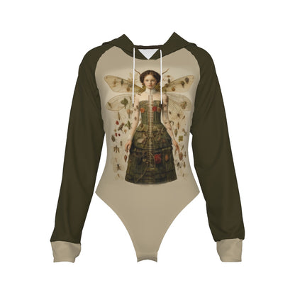 Fall Fairy Women's Raglan Sleeve Hooded Bodysuit