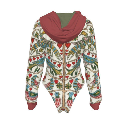Kalamkari Indian Folk Art Raglan Sleeve Hooded Bodysuit