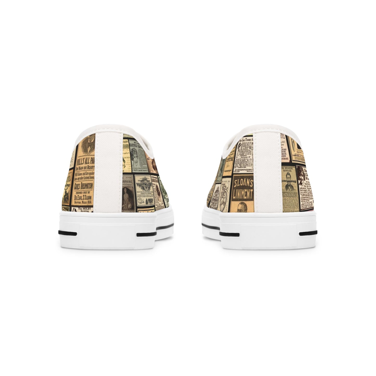 Old Time Remedies Vintage-Inspired Women's Low Top Sneakers with Artistic Print
