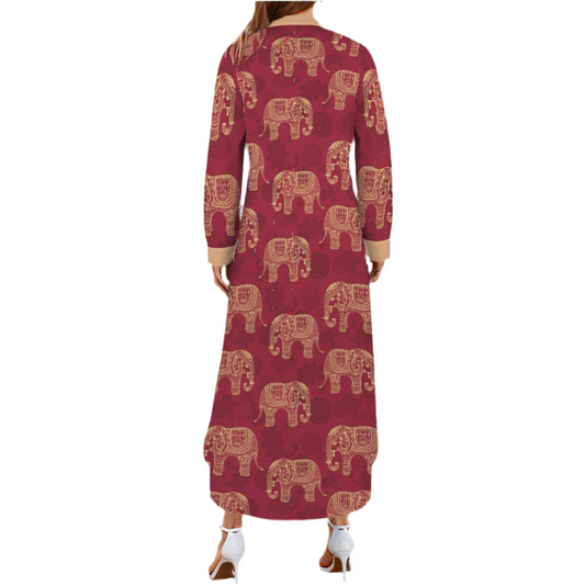 Golden Elephant Women's Button Long Sleeve Shirt Dress