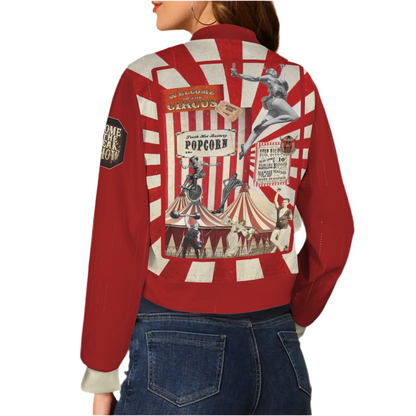 Greatest Show (short waist) Casual Long Sleeve Zip-Up Bomber Jacket