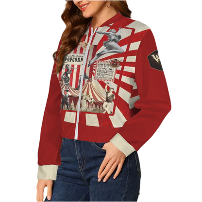 Greatest Show (short waist) Casual Long Sleeve Zip-Up Bomber Jacket