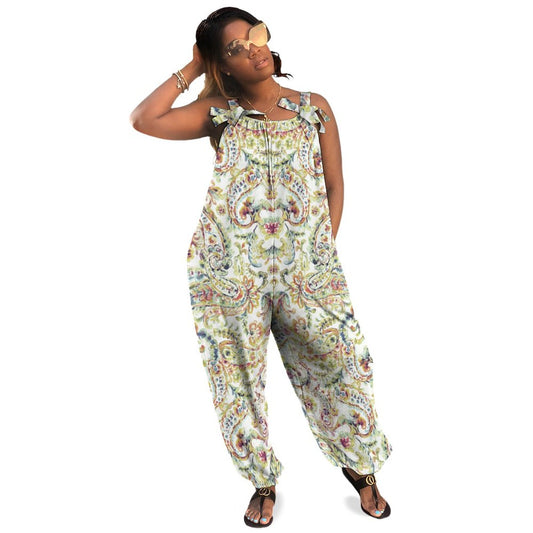 Watercolor Paisley Spaghetti Strap Jumpsuit