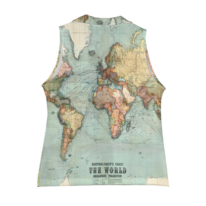Bartholomew’s Chart of the World on Women Sleeveless Suit Vest
 Women Sleeveless Suit Vest