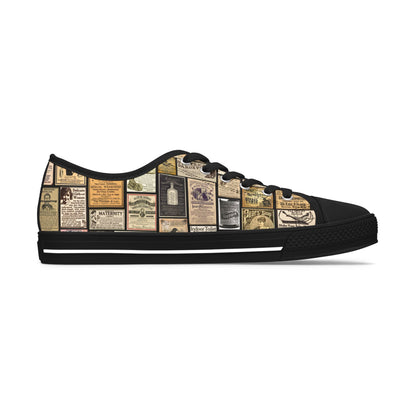 Old Time Remedies Vintage-Inspired Women's Low Top Sneakers with Artistic Print