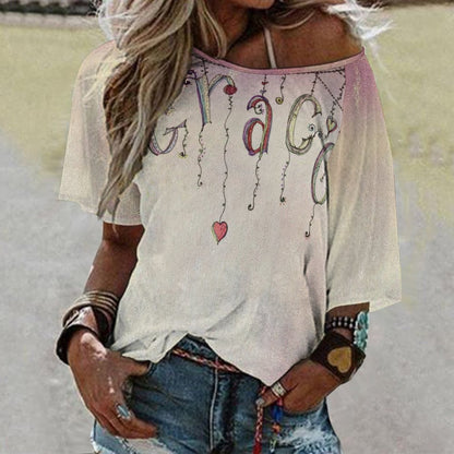Be Grace Women’s Off the Shoulder Half-Sleeve T-shirt