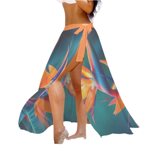 Birds of Paradise Women's Long Knot Side Cover Up