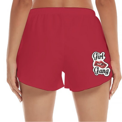 “Girl Gang” (red) Women's Beach Shorts