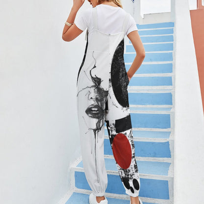 Tragic Abstract Spaghetti Strap Jumpsuit