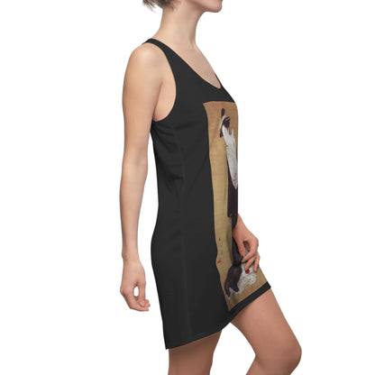 Katsukawa Shunsho: Standing Beauty, 18th century Japanese painting, Women's Cut & Sew Racerback Dress with creator’s Kangi signature