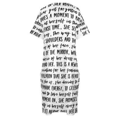 Never Dull Your Sparkle V-Neck Baggy Dress with Pockets