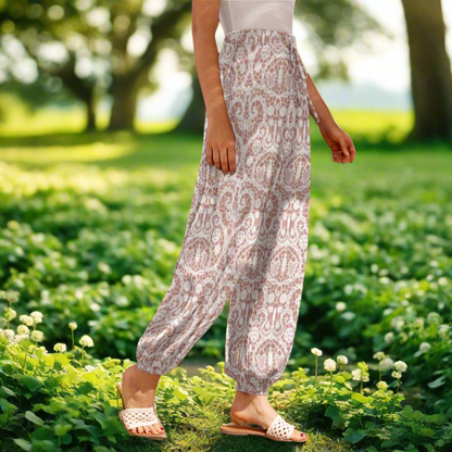 White Lace/Dusty Pink Women's Carrot Pants