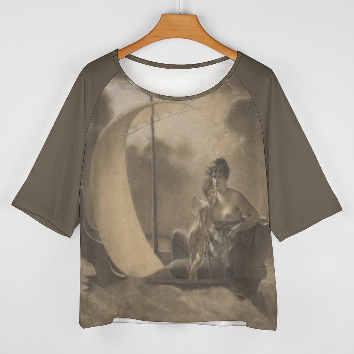 A “La Folie l'égare” (Folly Adrift), Jean-Baptiste Mallet, Circa. 1810-20, Women’s Off the Shoulder Half-Sleeve T-shirt