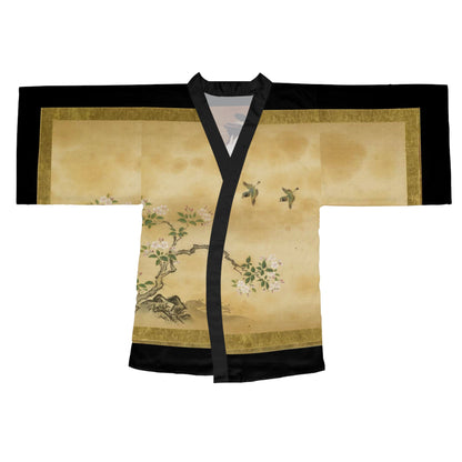 18th-century Japanese painting Katsukawa Shunsho: Standing Beauty (back), Toshun, Japanese, ink and colors on silk (front) Women's Kimono Robe