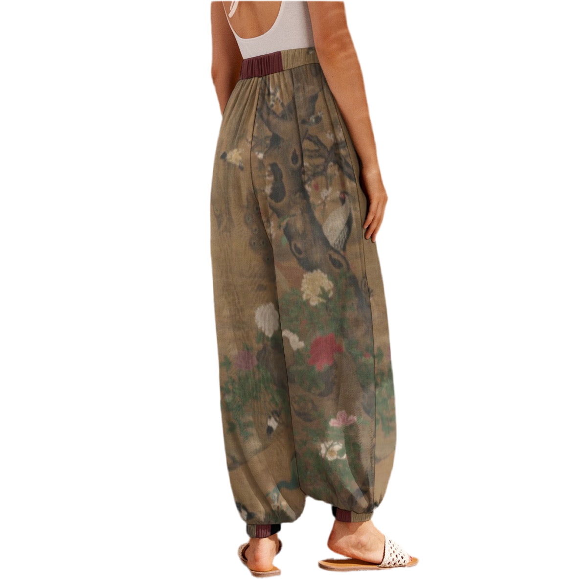 16th Century Chinese Painting by Yin Hong- Birds Gather under the Spring Willow Women’s Carrot Pants
