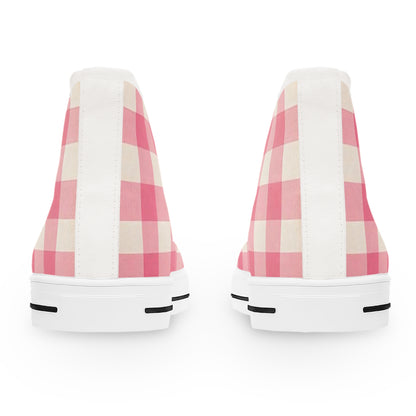 Pink Gingham Women's High Top Sneakers