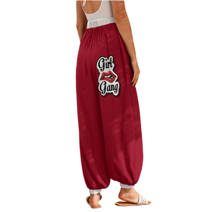 Girl Gang (Red w white trim) Women's Carrot Pants