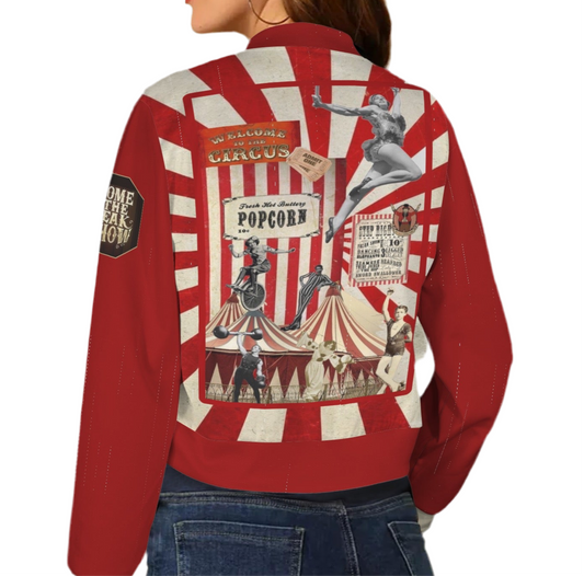 Greatest Show (short waist) Casual Long Sleeve Zip-Up Bomber Jacket
