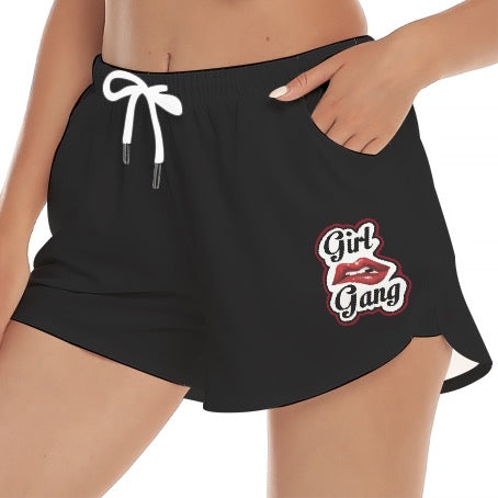 “Girl Gang” (black) Women's Beach Shorts