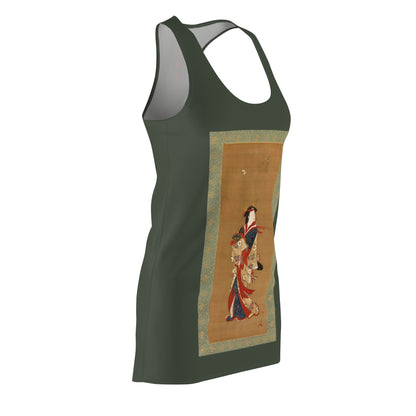 Shunsho Katsukawa, Beauty with Butterflies, hanging scroll, 18th century Japanese art, Women's Cut & Sew Racerback Dress